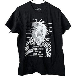 Twisted Punk Mens Cruella De Vil Tattoo Black Shirt - XL